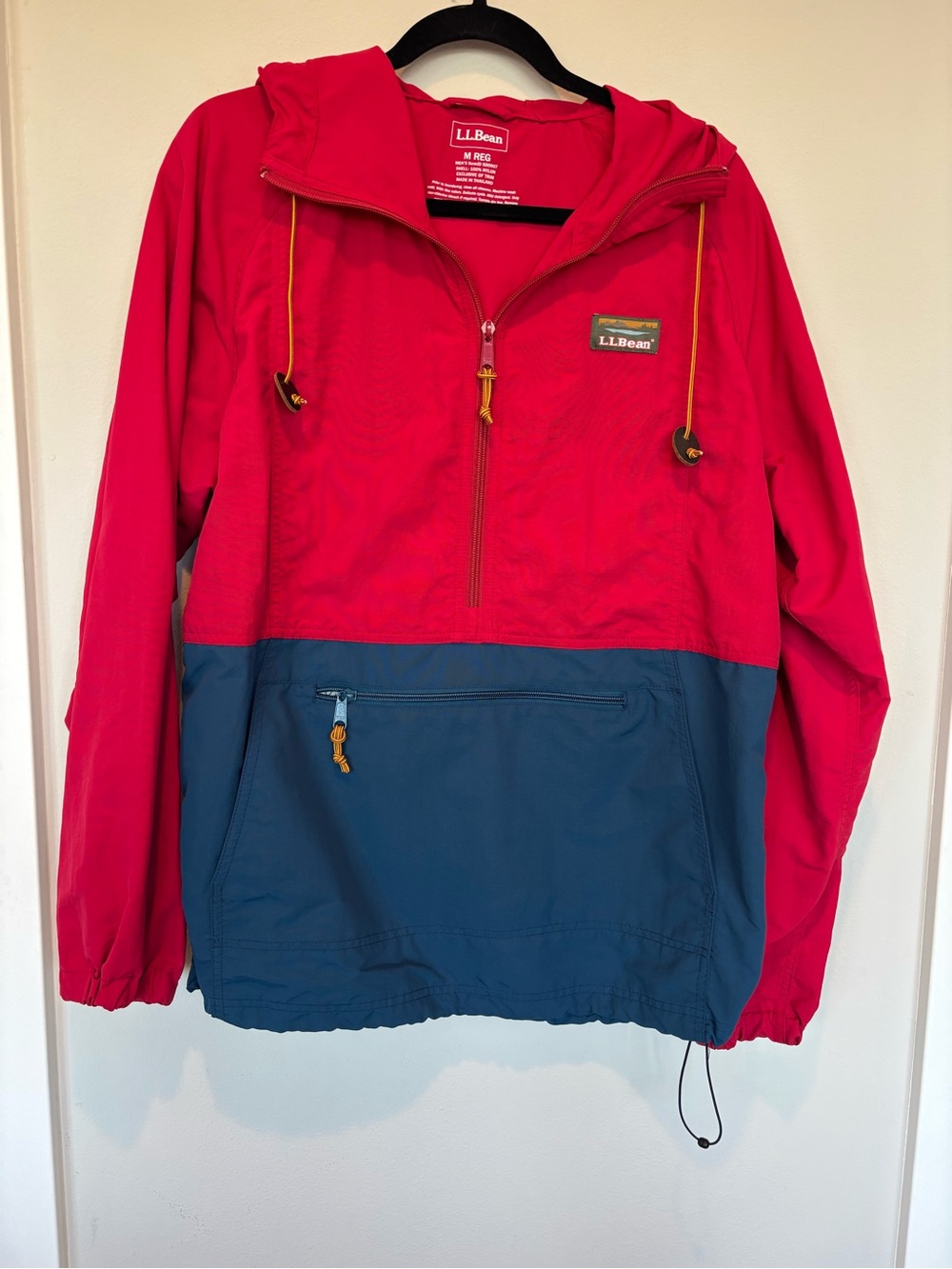 L.L. Bean Red and Navy Half-Zip Rain Pullover